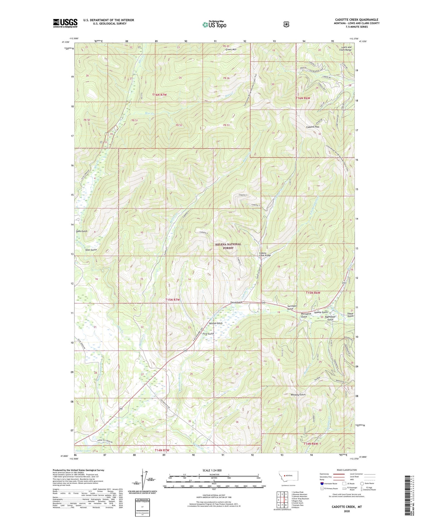 Cadotte Creek Montana US Topo Map Image