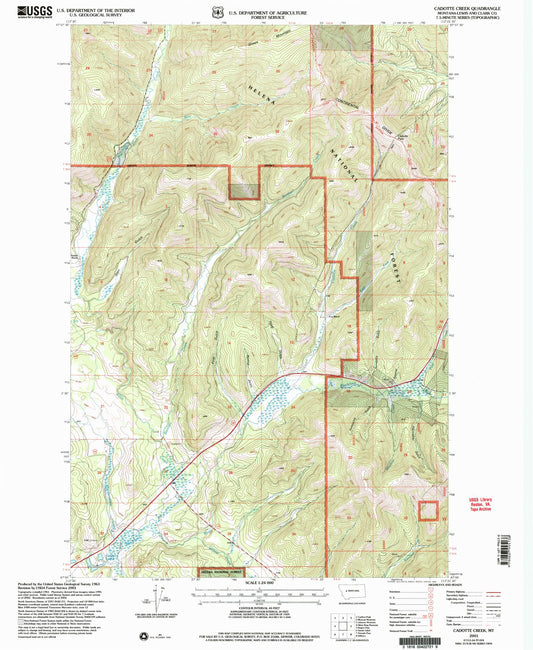 Classic USGS Cadotte Creek Montana 7.5'x7.5' Topo Map Image