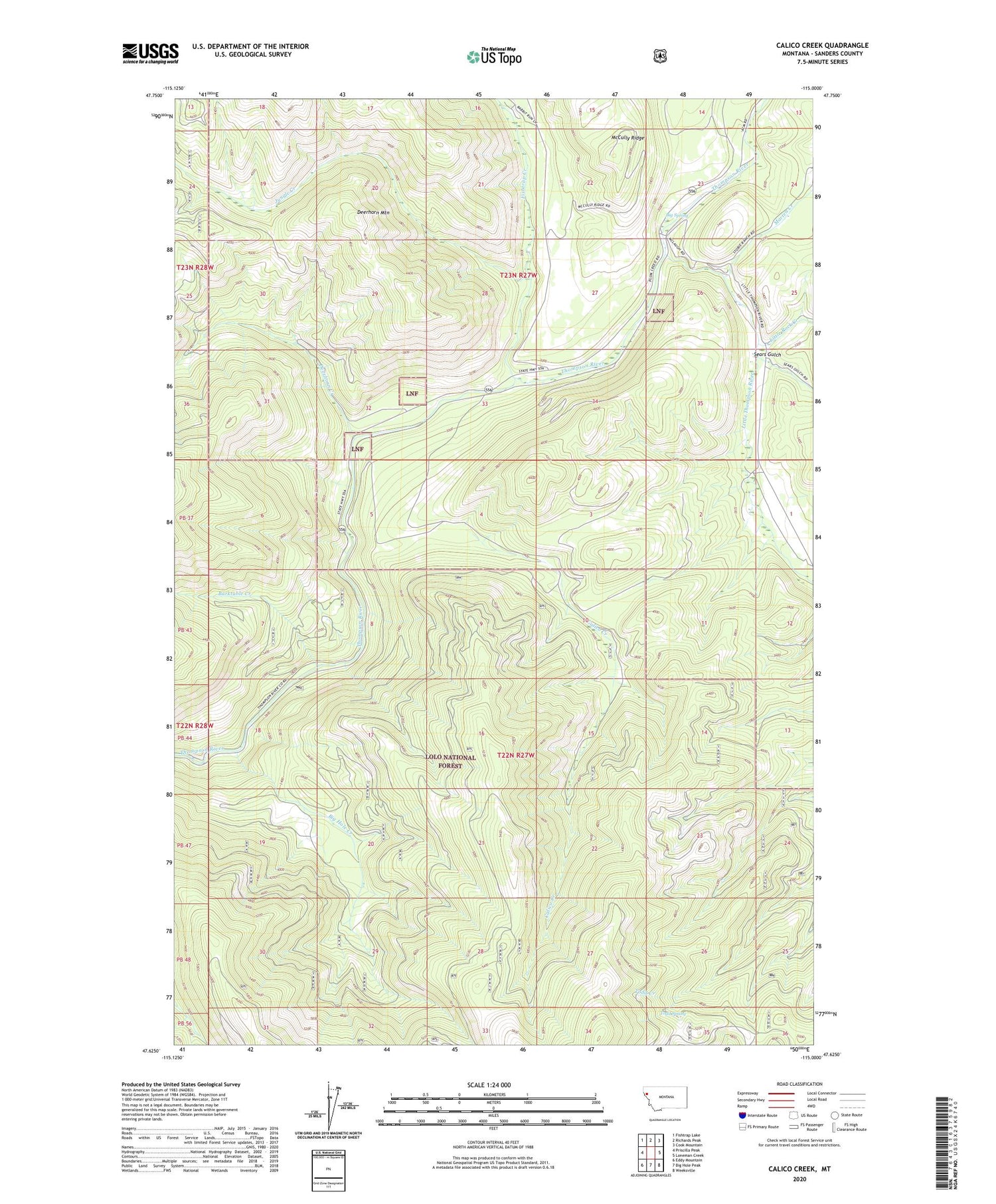 Calico Creek Montana US Topo Map Image
