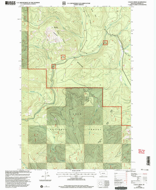 Classic USGS Calico Creek Montana 7.5'x7.5' Topo Map Image
