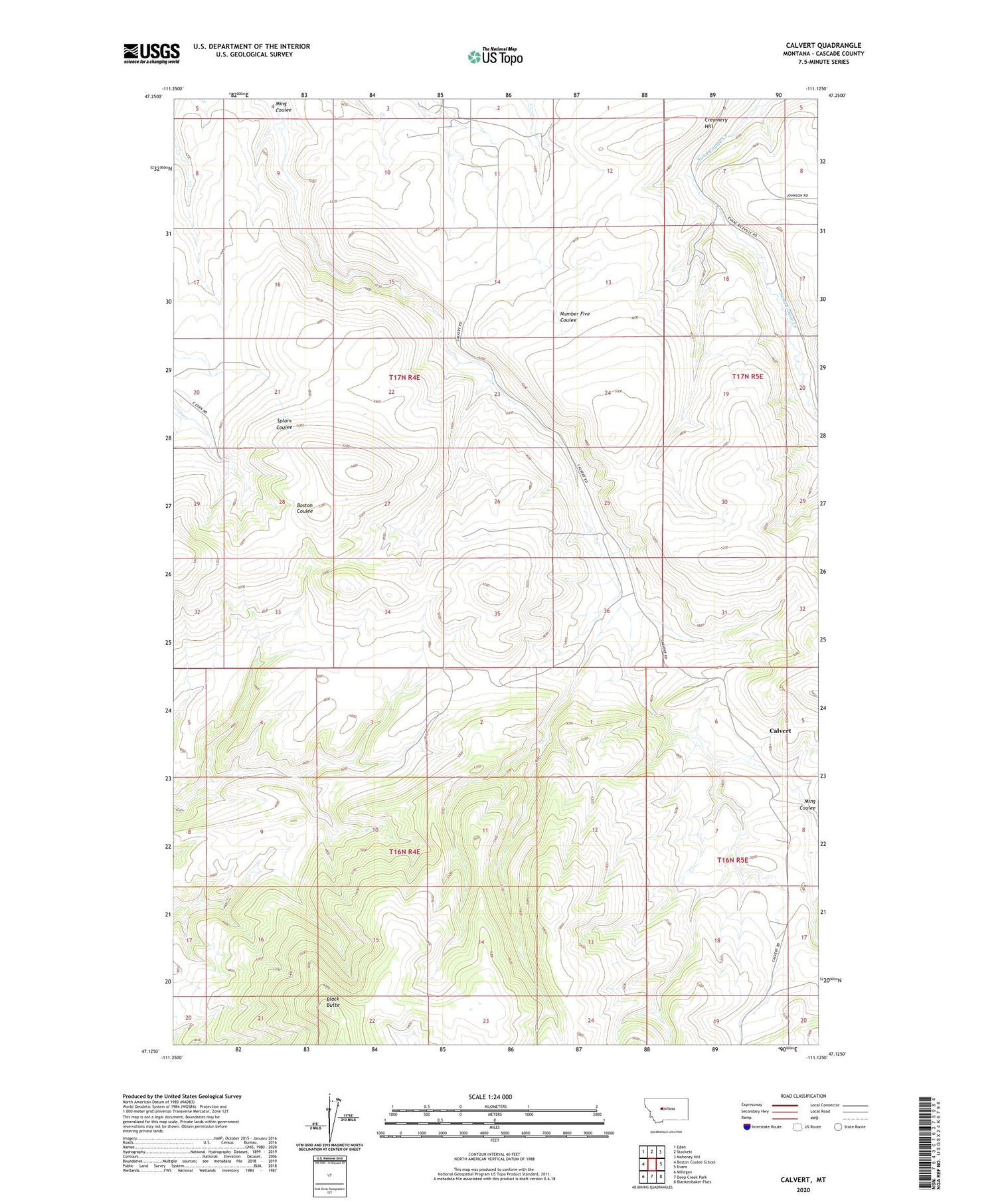 Calvert Montana US Topo Map Image