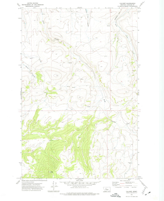Classic USGS Calvert Montana 7.5'x7.5' Topo Map Image