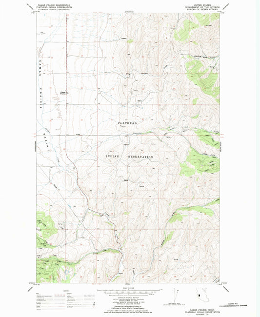 Classic USGS Camas Prairie Montana 7.5'x7.5' Topo Map Image