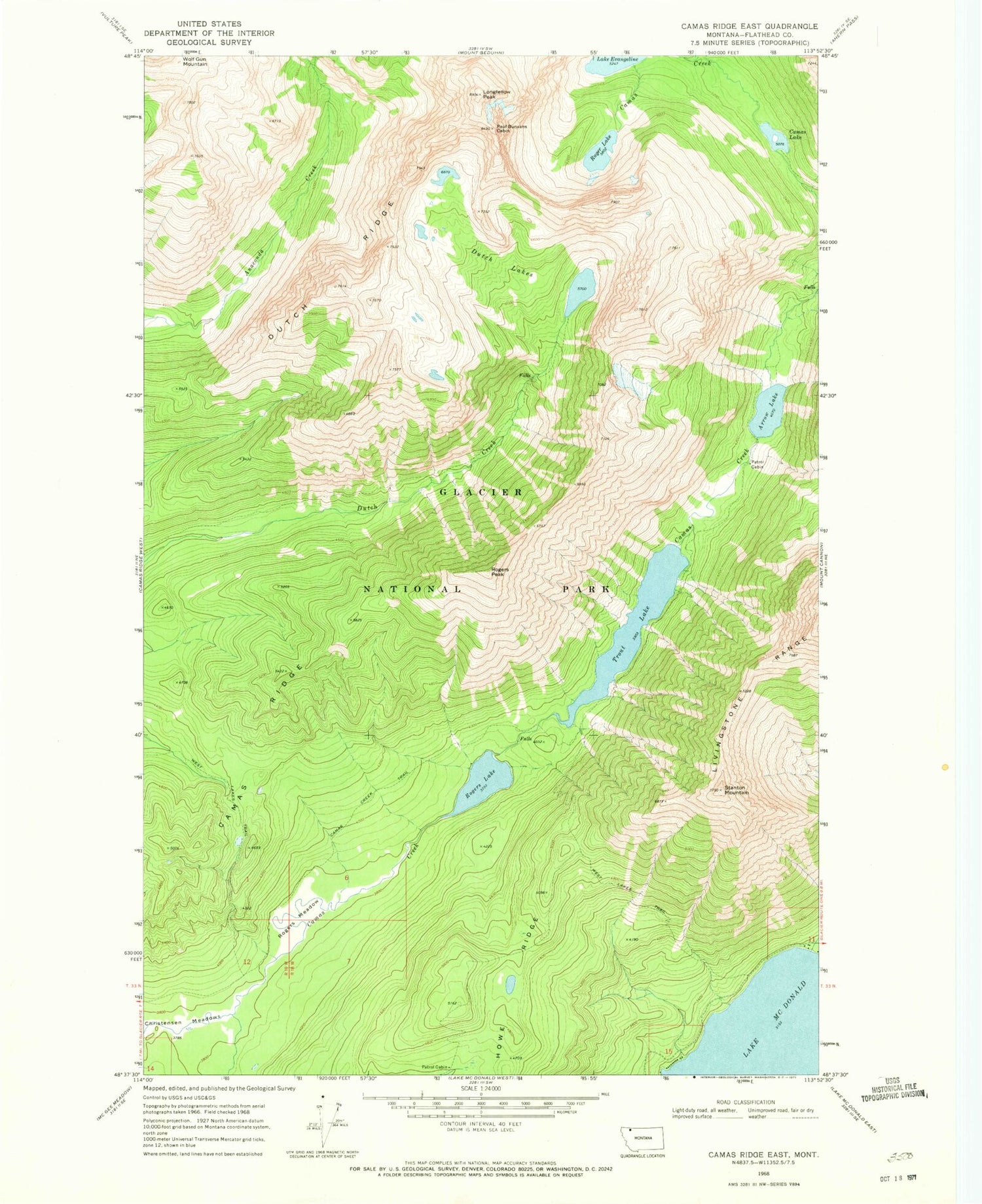 Classic USGS Camas Ridge East Montana 7.5'x7.5' Topo Map Image