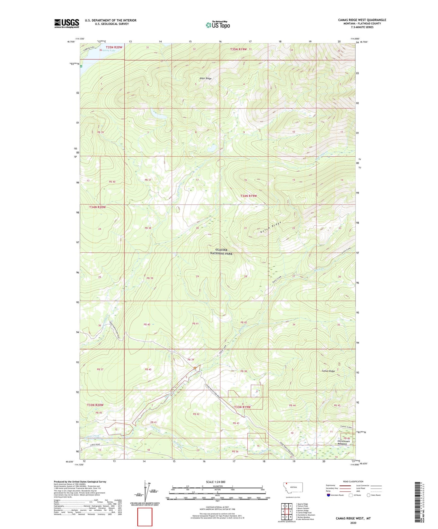 Camas Ridge West Montana US Topo Map Image