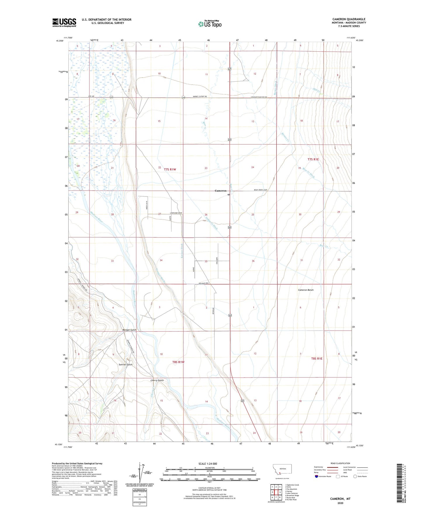 Cameron Montana US Topo Map Image