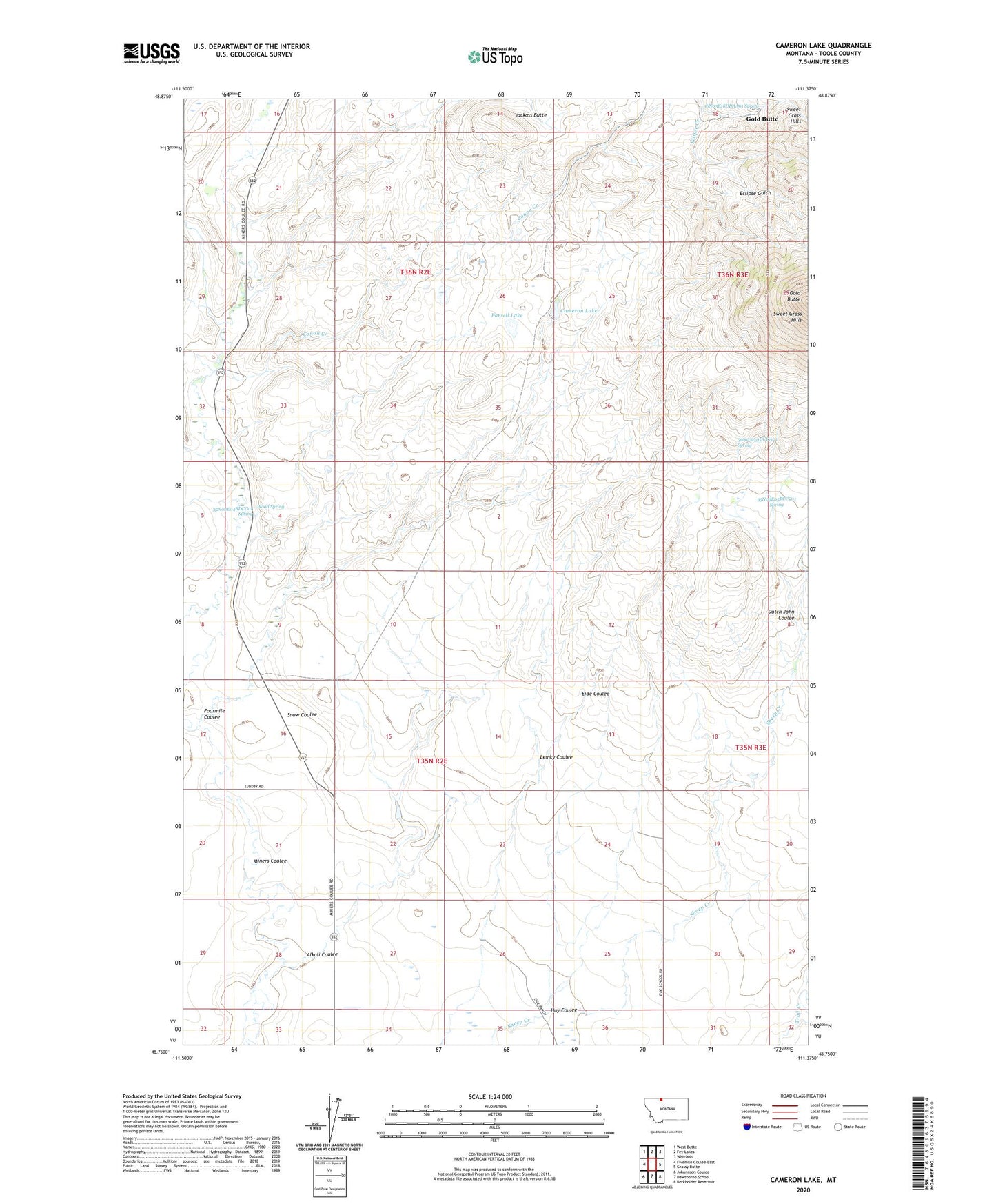 Cameron Lake Montana US Topo Map Image