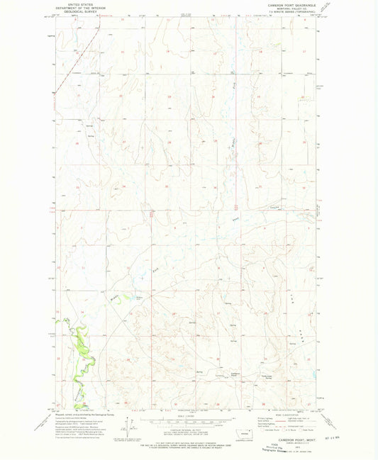 Classic USGS Cameron Point Montana 7.5'x7.5' Topo Map Image