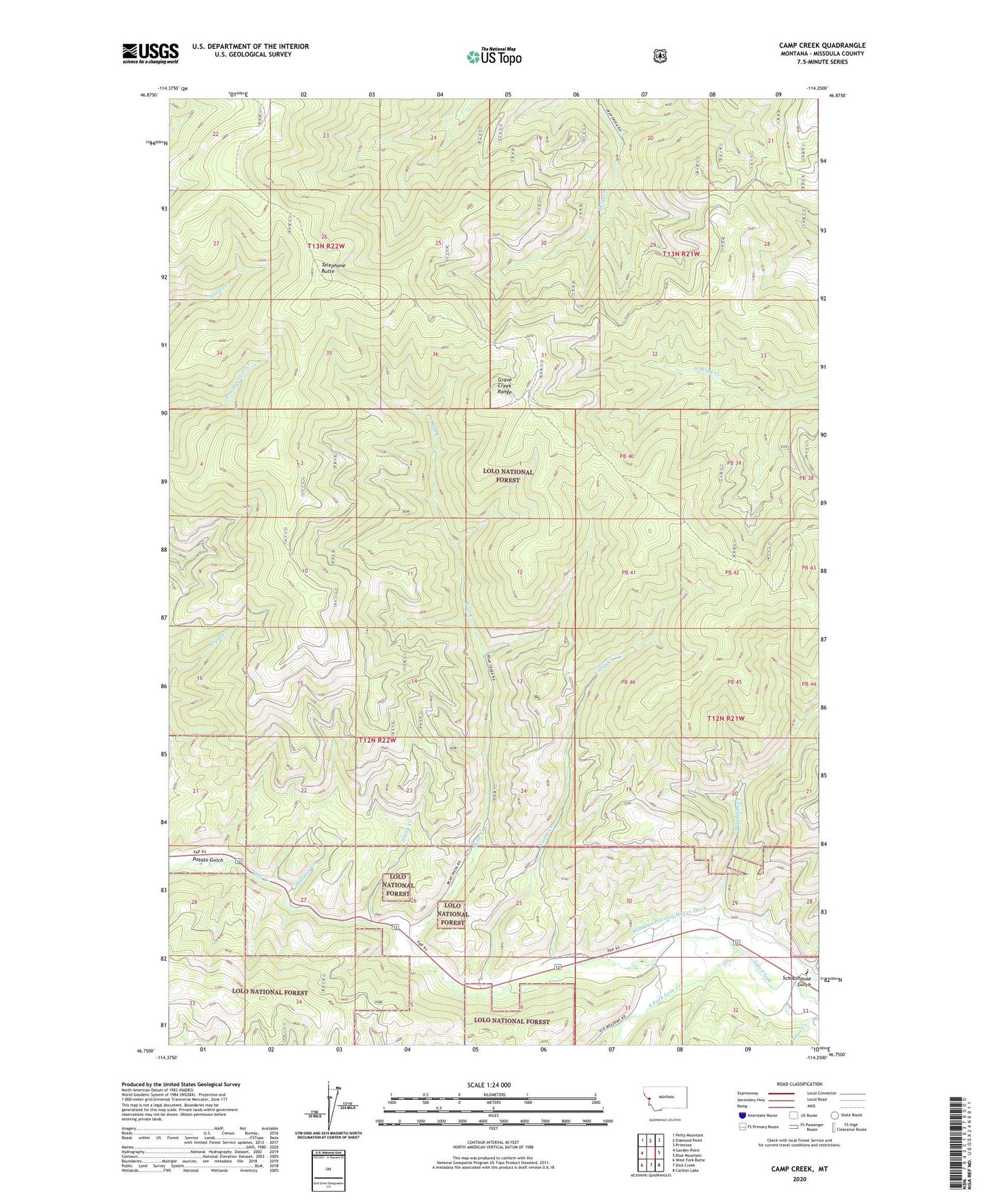 Camp Creek Montana US Topo Map Image