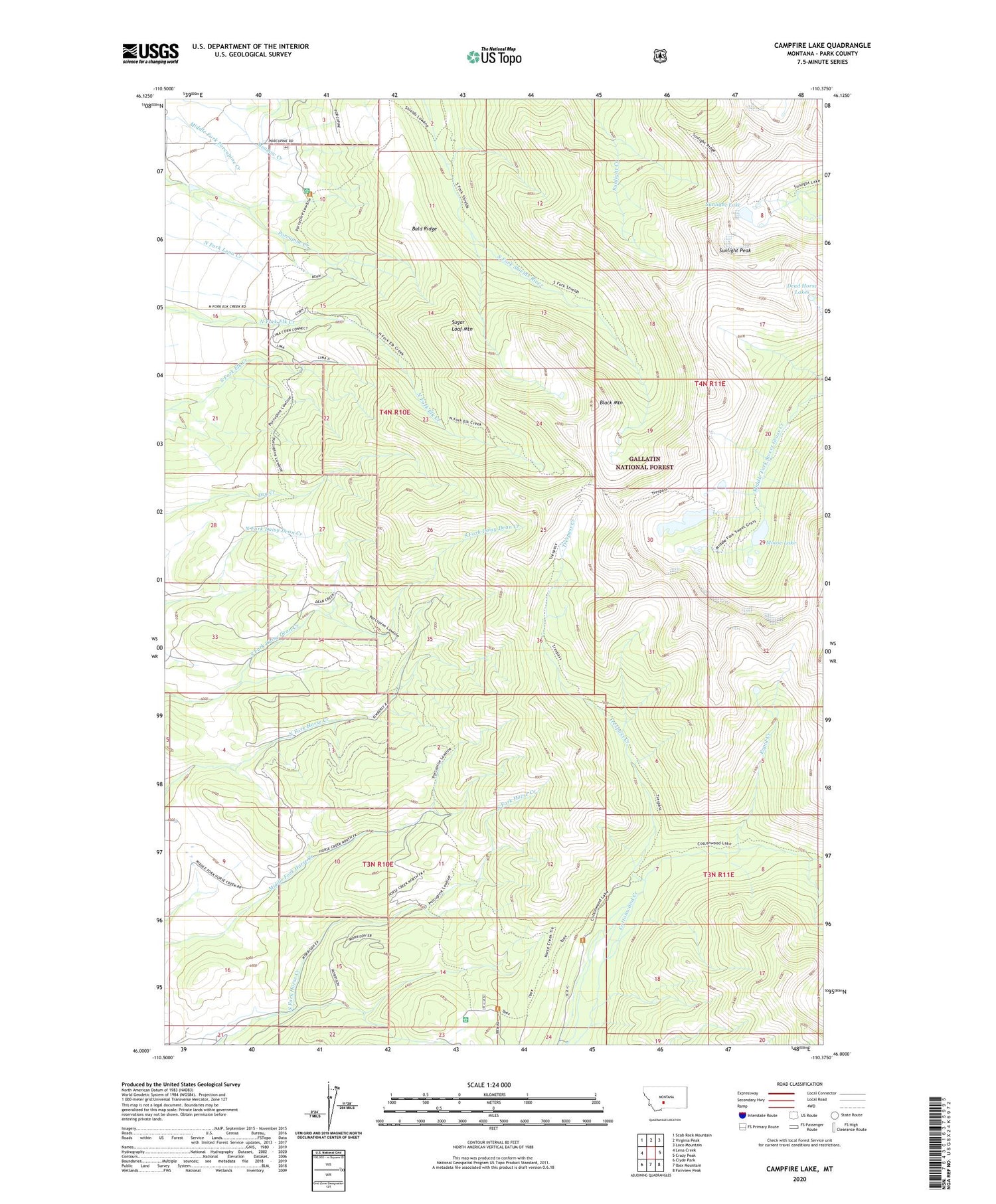 Campfire Lake Montana US Topo Map Image