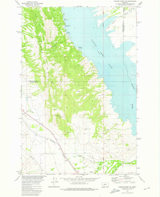 Classic USGS Canyon Ferry SW Montana 7.5'x7.5' Topo Map Image