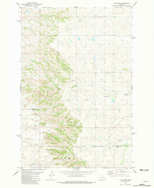 Classic USGS Cap Rock Montana 7.5'x7.5' Topo Map Image