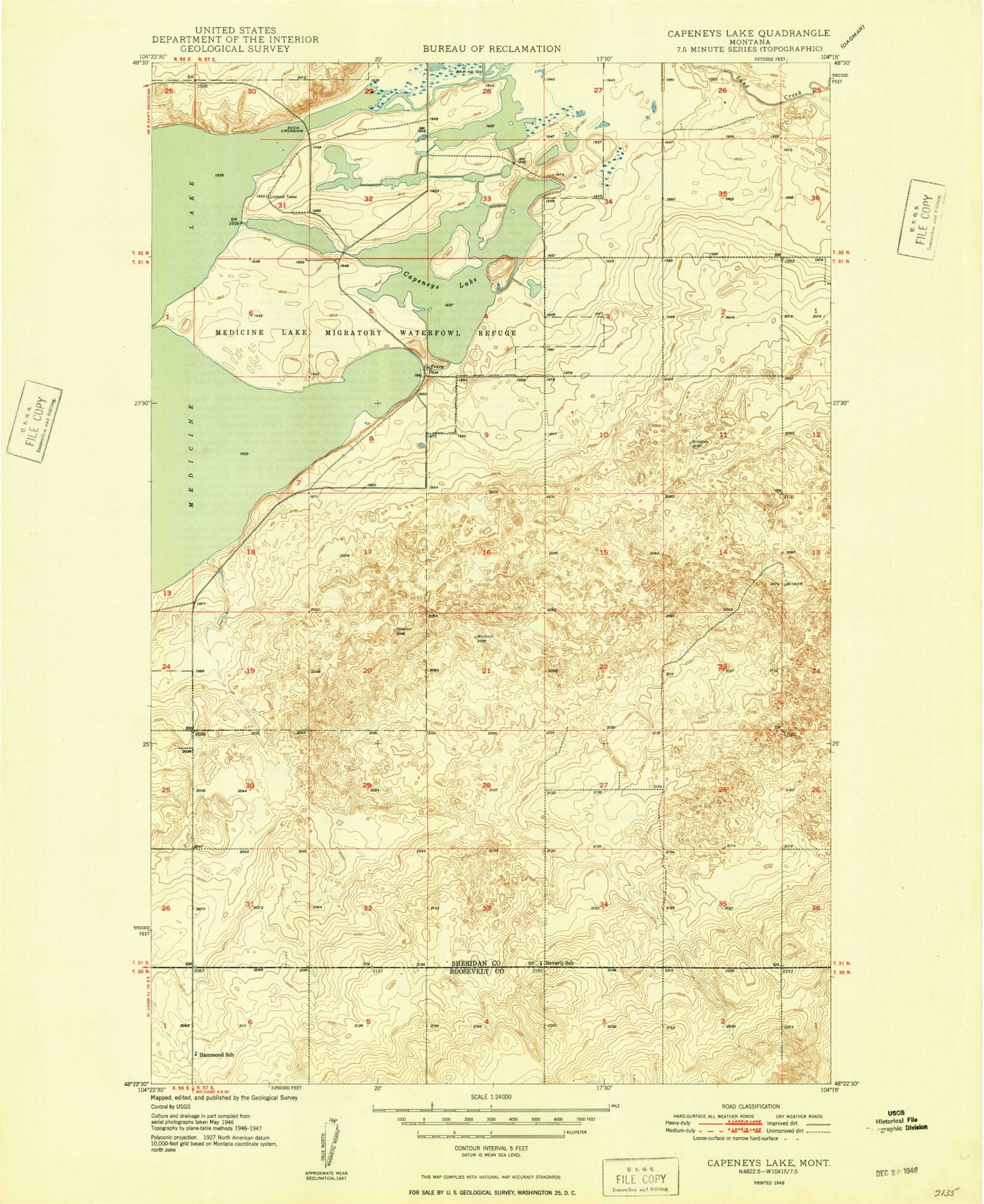 Classic USGS Capeneys Lake Montana 7.5'x7.5' Topo Map Image