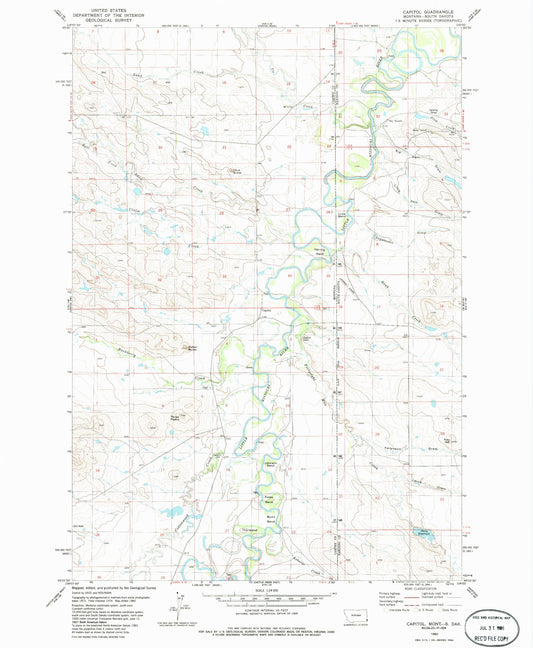 Classic USGS Capitol Montana 7.5'x7.5' Topo Map Image