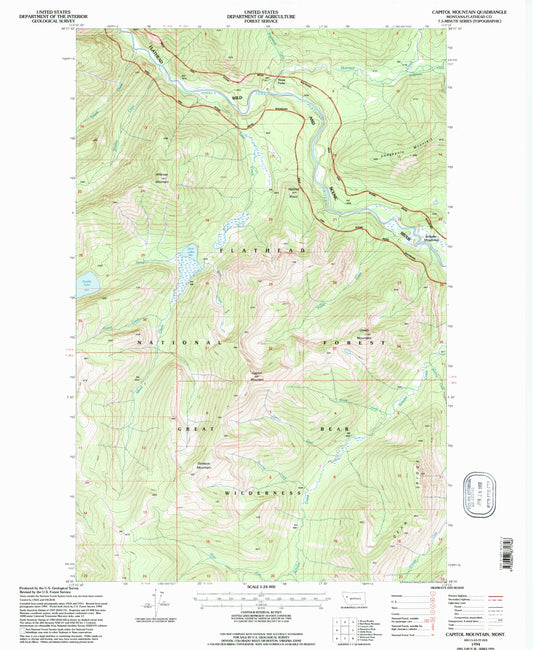 Classic USGS Capitol Mountain Montana 7.5'x7.5' Topo Map Image