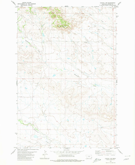 Classic USGS Capitol NW Montana 7.5'x7.5' Topo Map Image