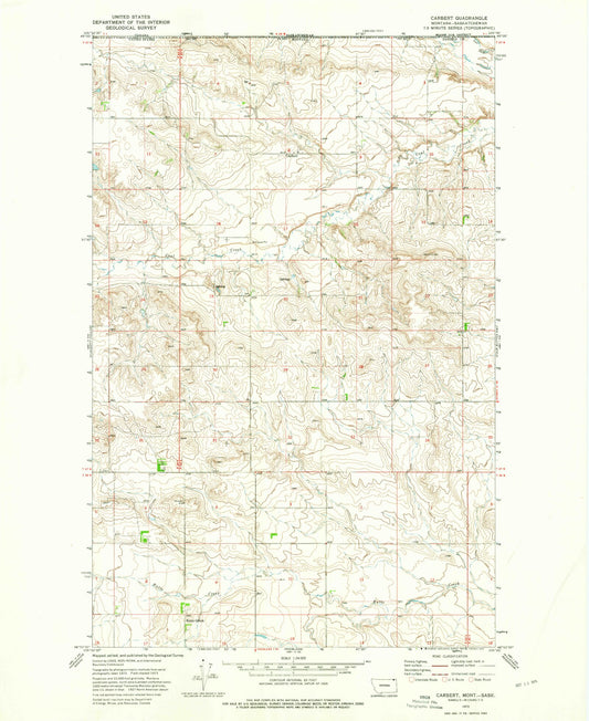 Classic USGS Carbert Montana 7.5'x7.5' Topo Map Image