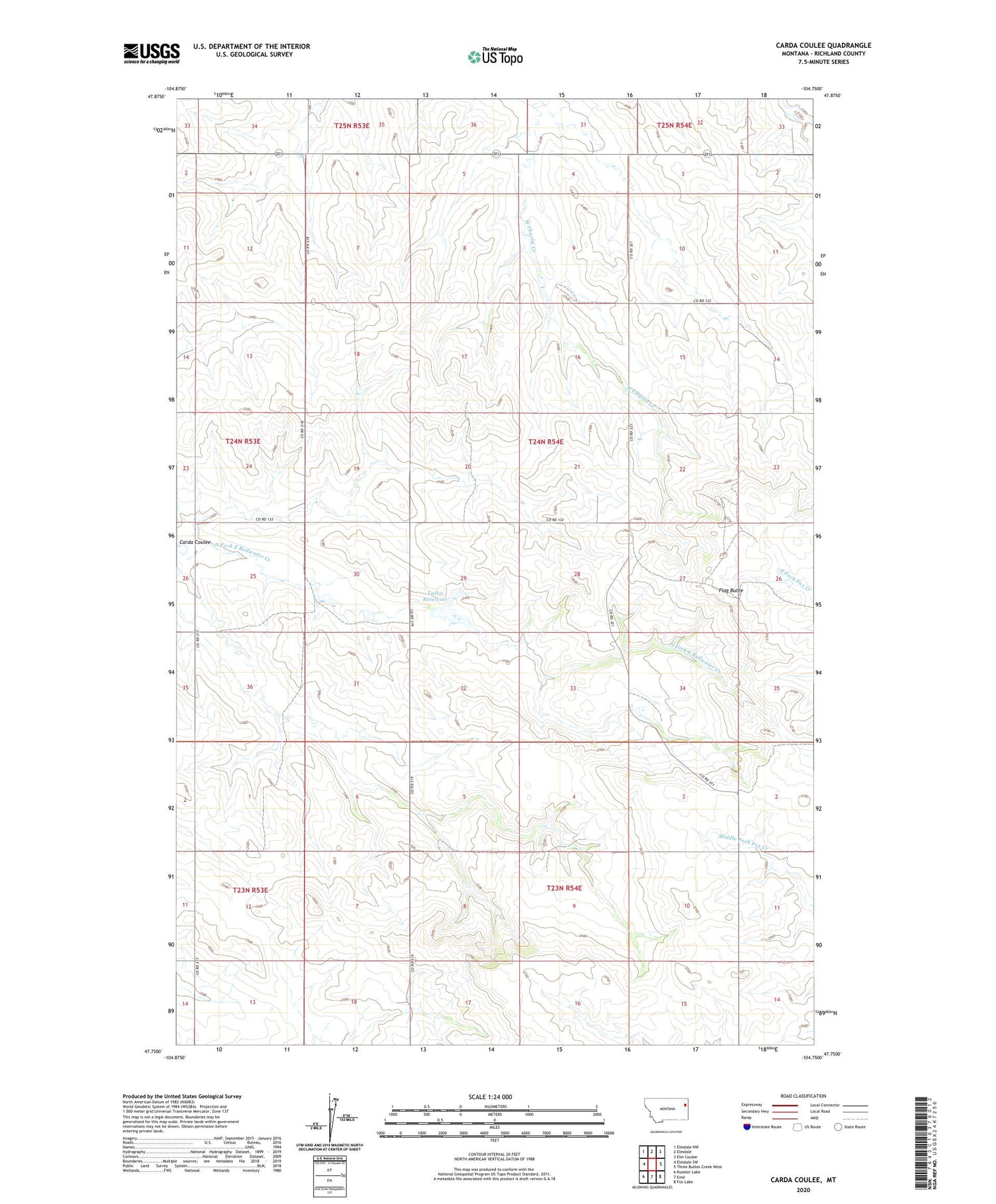 Carda Coulee Montana US Topo Map Image
