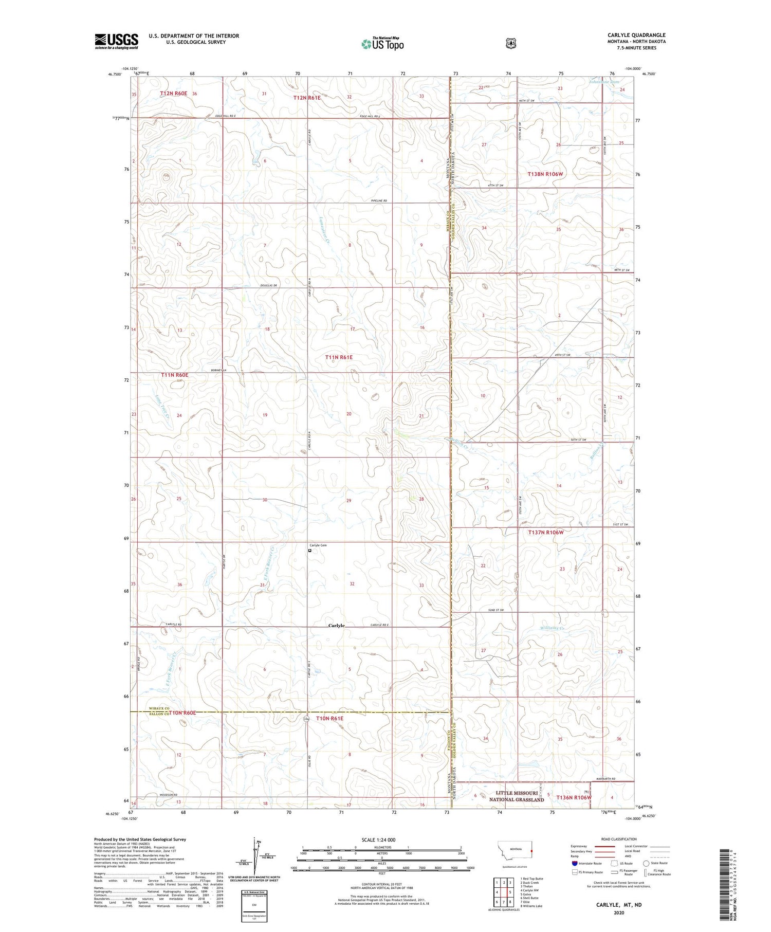 Carlyle Montana US Topo Map Image