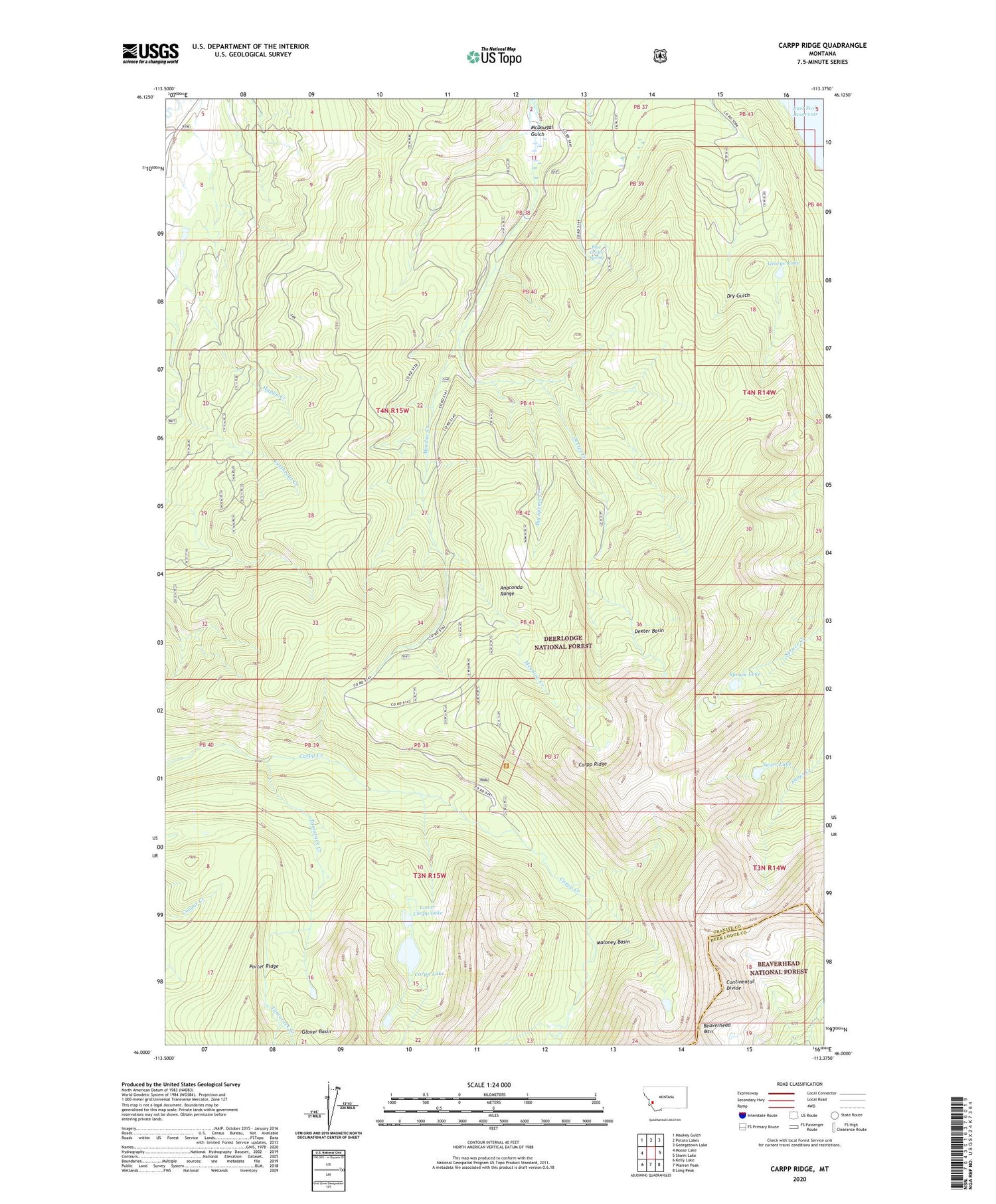 Carpp Ridge Montana US Topo Map Image