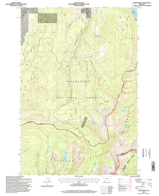 Classic USGS Carpp Ridge Montana 7.5'x7.5' Topo Map Image