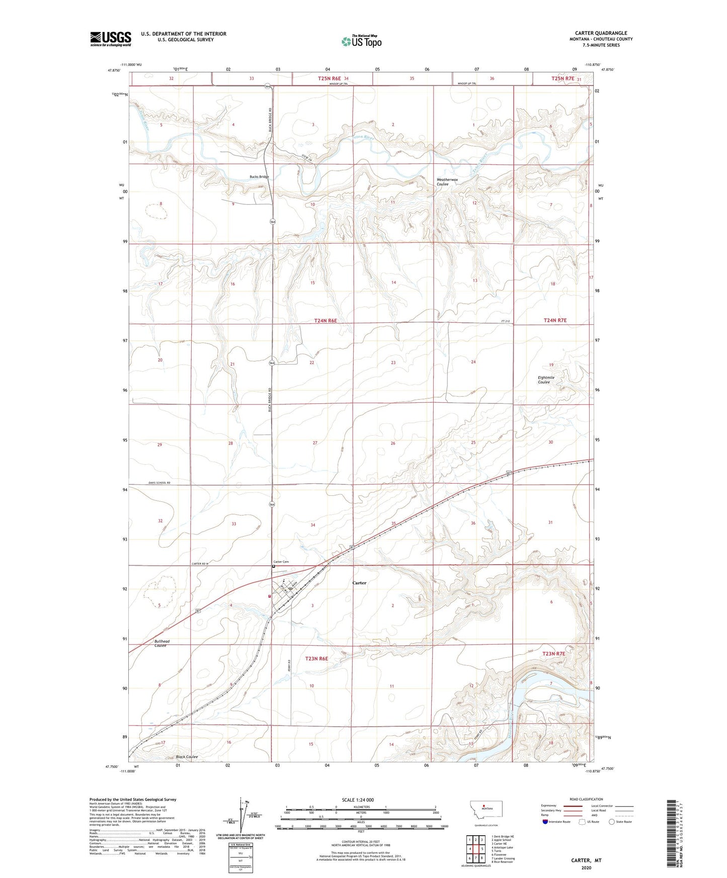 Carter Montana US Topo Map Image