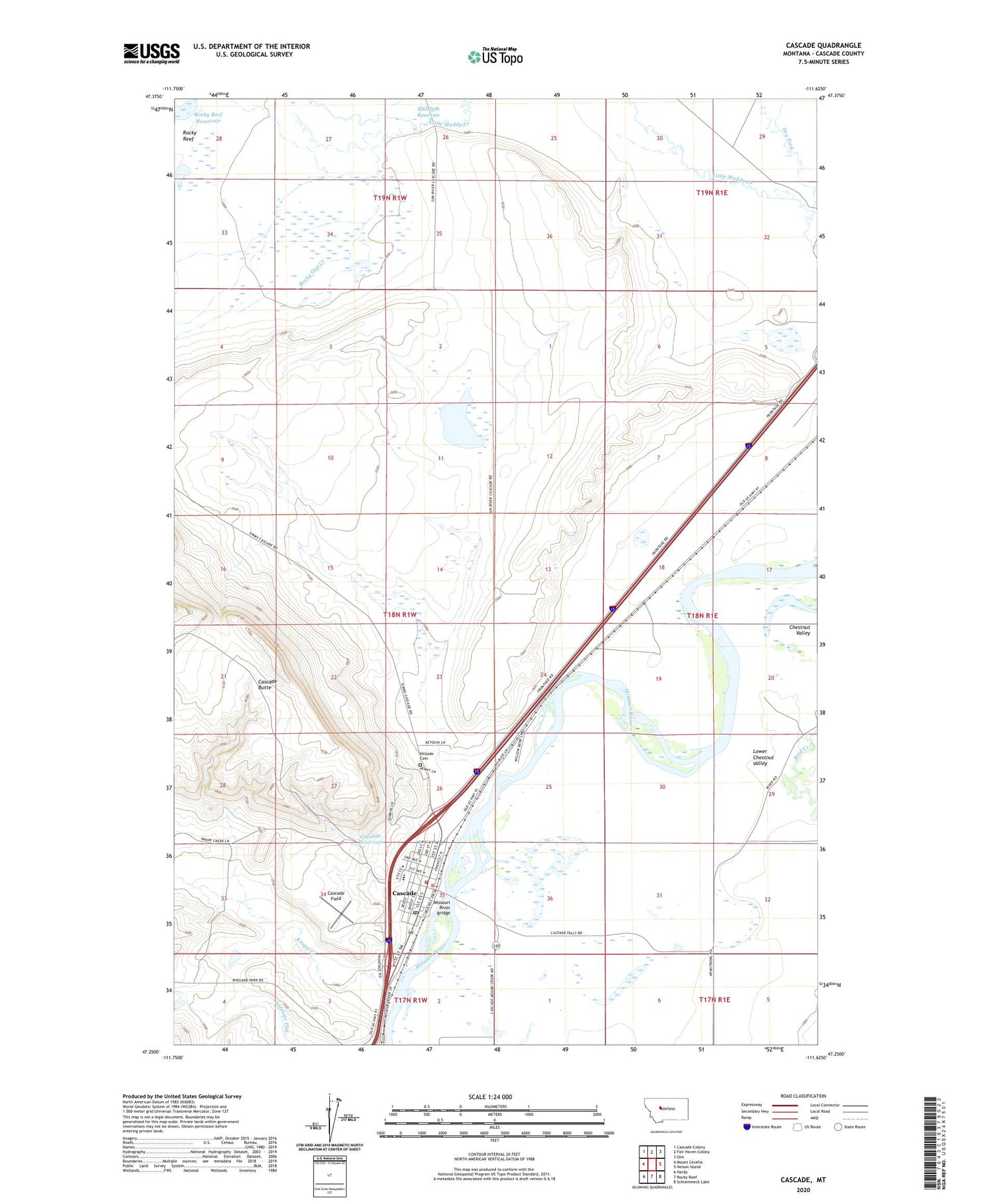 Cascade Montana US Topo Map Image