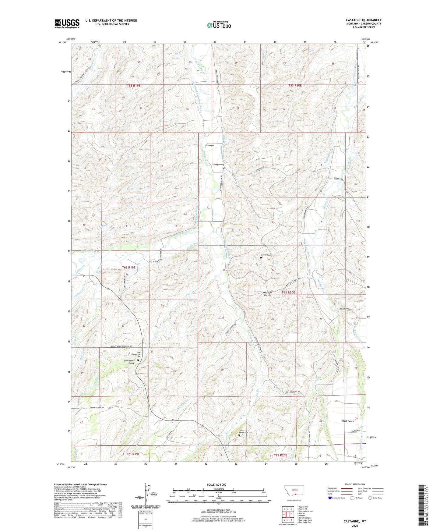 Castagne Montana US Topo Map Image