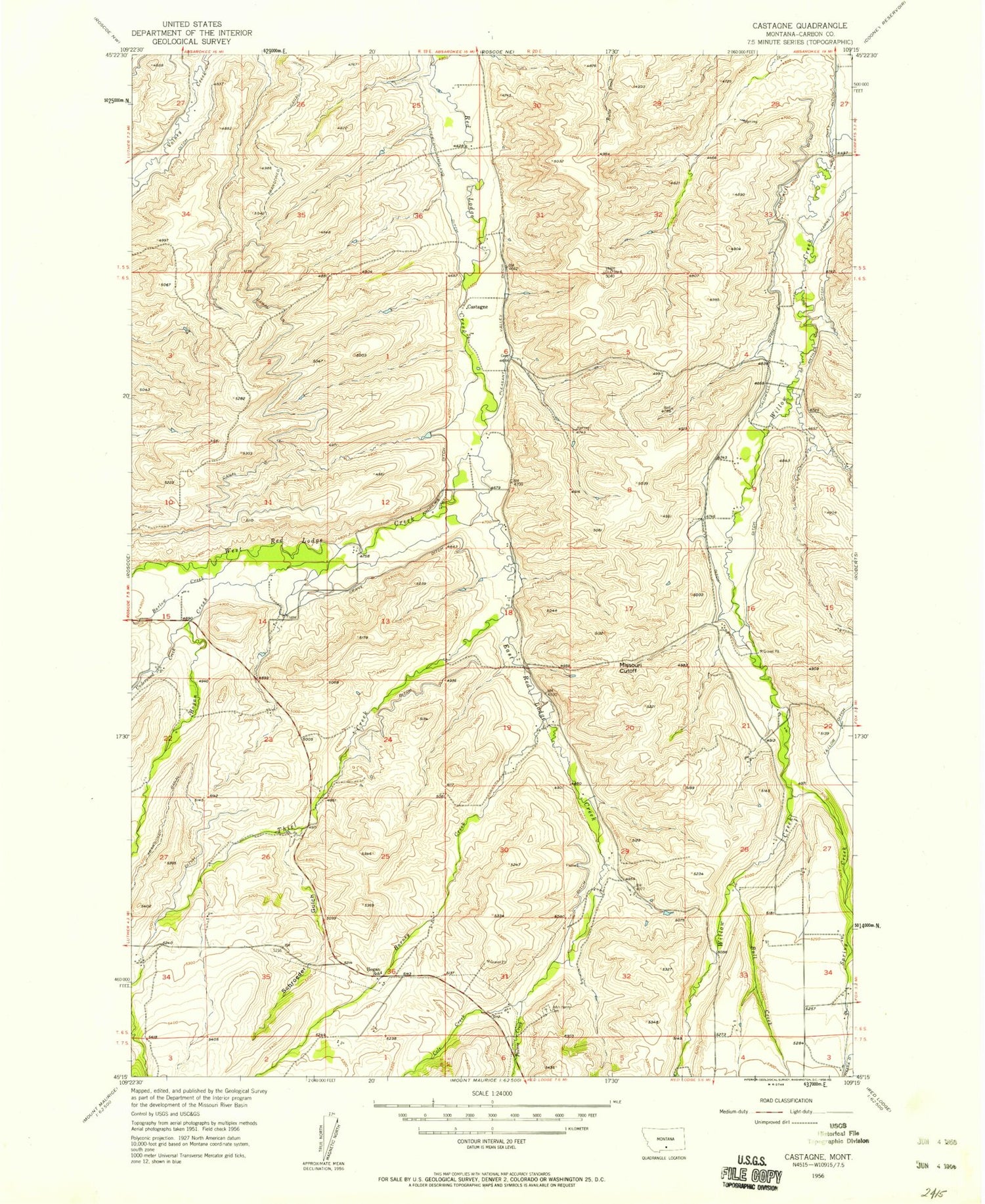 Classic USGS Castagne Montana 7.5'x7.5' Topo Map Image