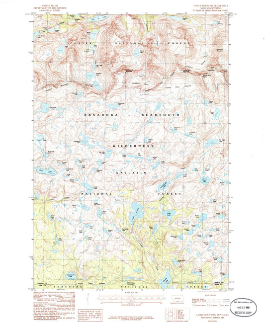USGS Classic Castle Mountain Montana 7.5'x7.5' Topo Map Image