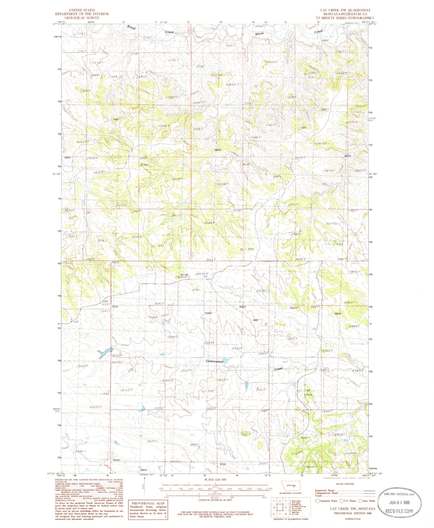 Classic USGS Cat Creek NW Montana 7.5'x7.5' Topo Map Image