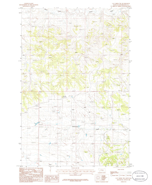 Classic USGS Cat Creek NW Montana 7.5'x7.5' Topo Map Image
