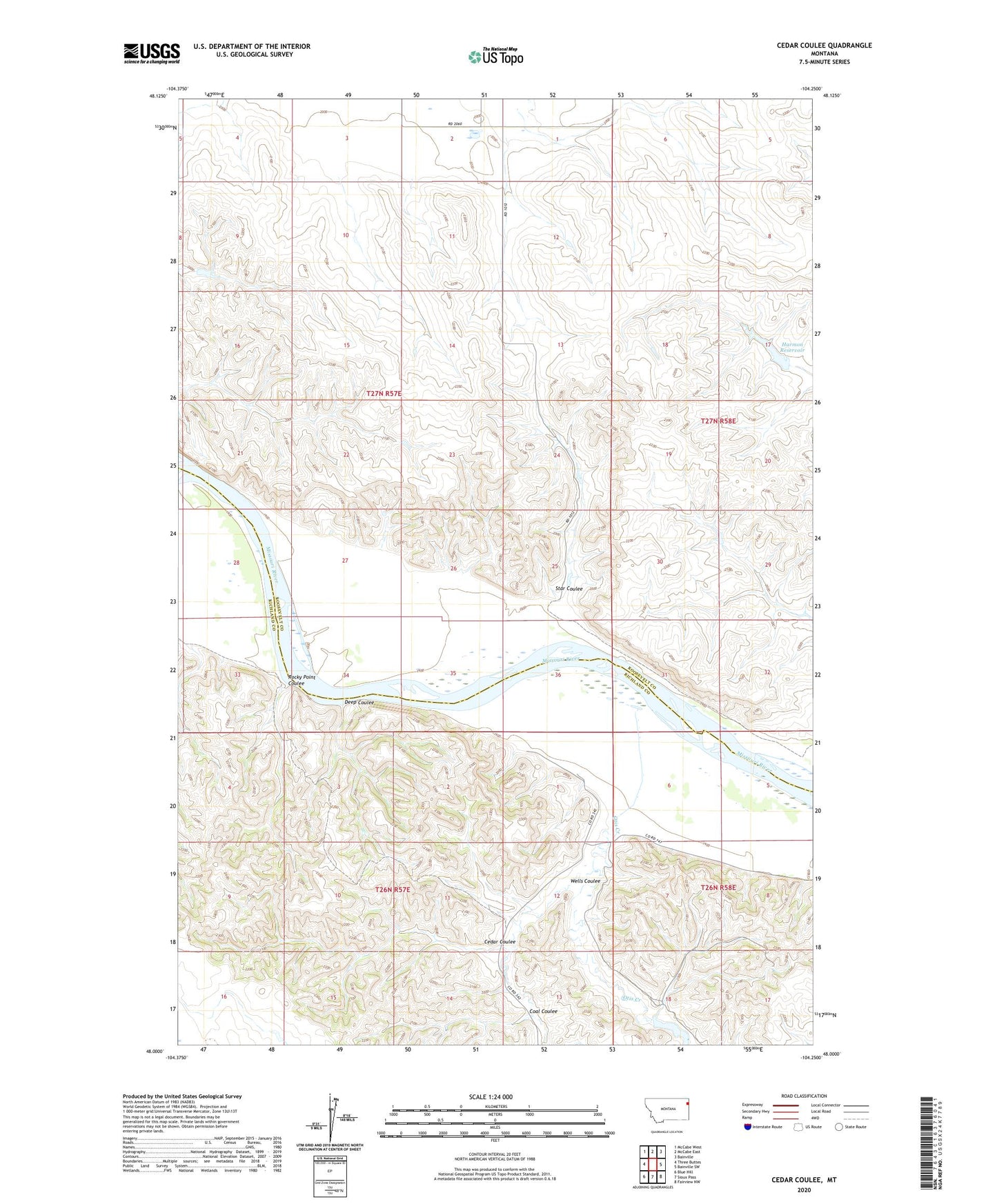 Cedar Coulee Montana US Topo Map Image