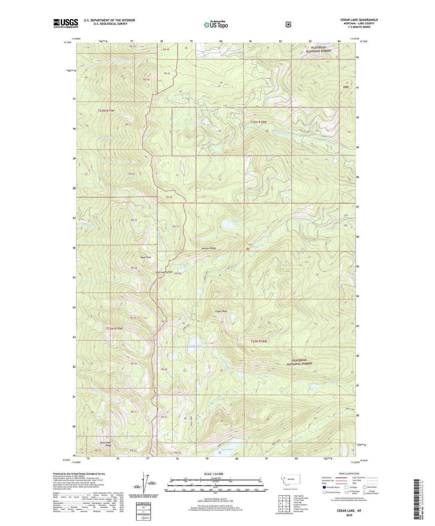 Cedar Lake Montana US Topo Map Image