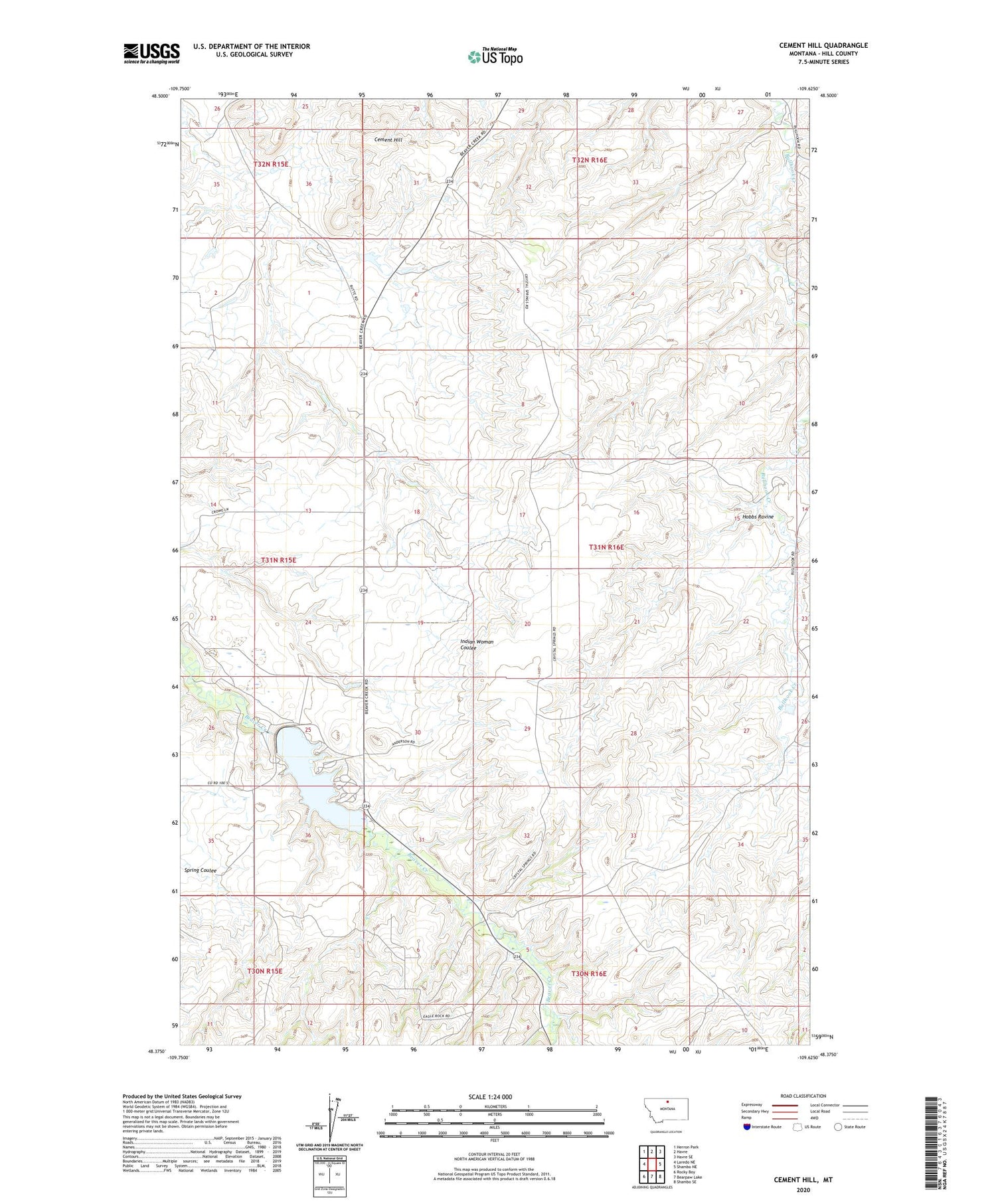 Cement Hill Montana US Topo Map Image