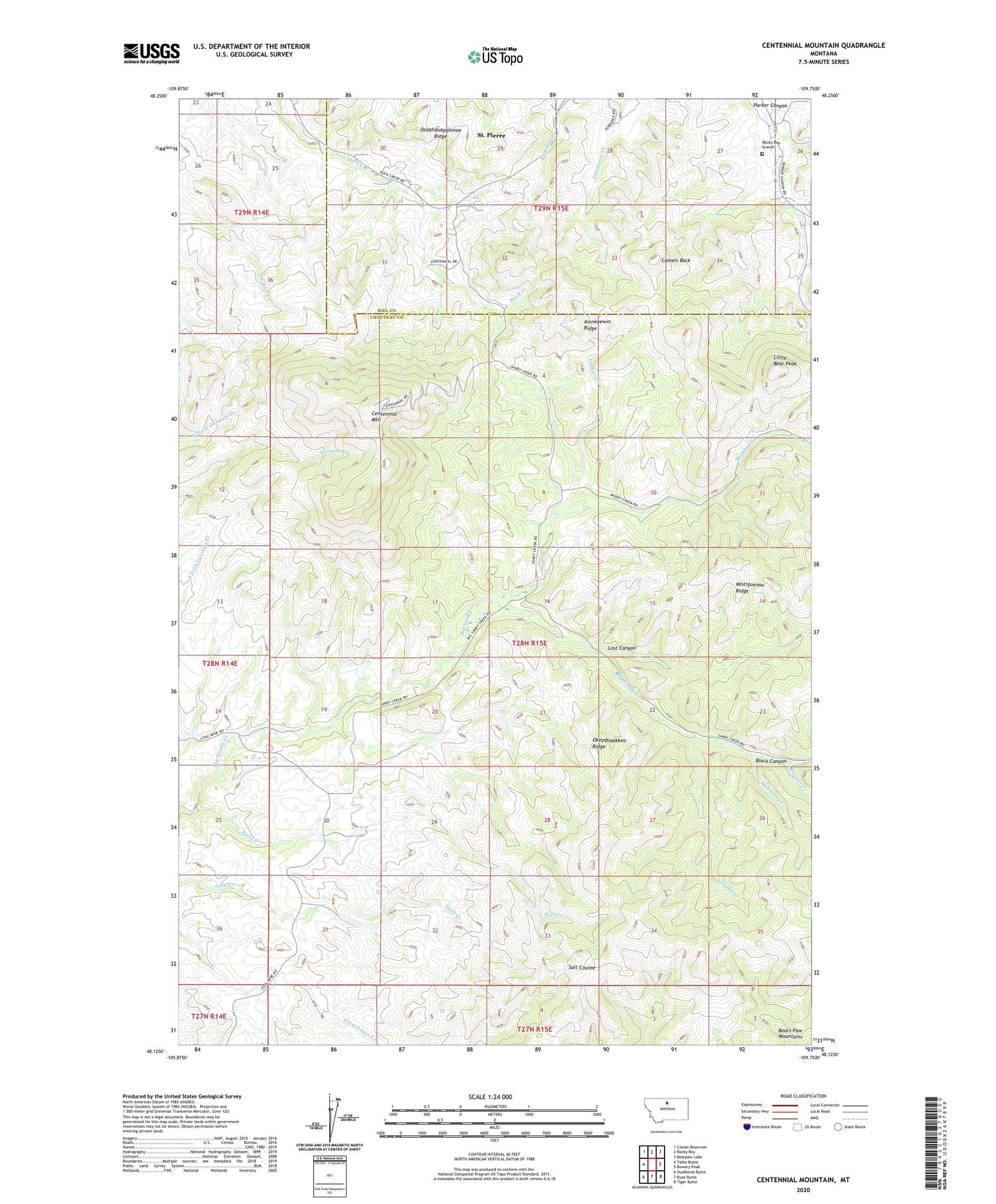 Centennial Mountain Montana US Topo Map Image
