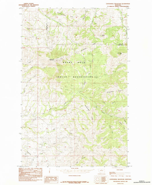 Classic USGS Centennial Mountain Montana 7.5'x7.5' Topo Map Image