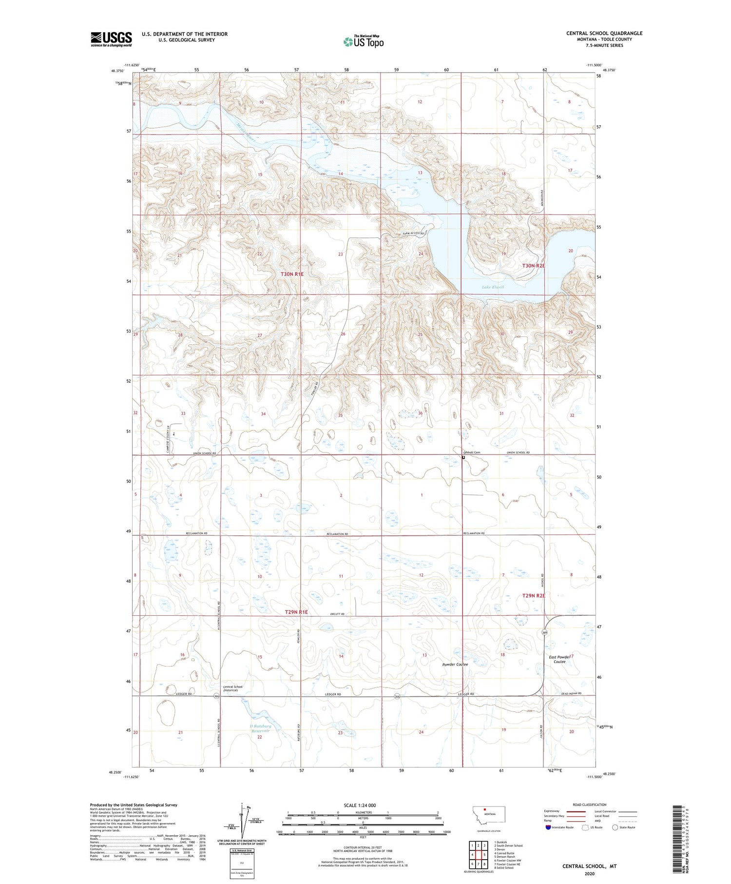 Central School Montana US Topo Map Image
