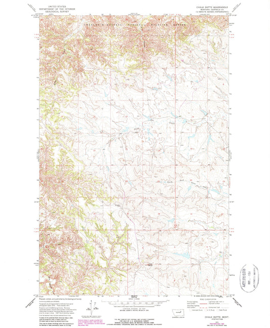 Classic USGS Chalk Butte Montana 7.5'x7.5' Topo Map Image