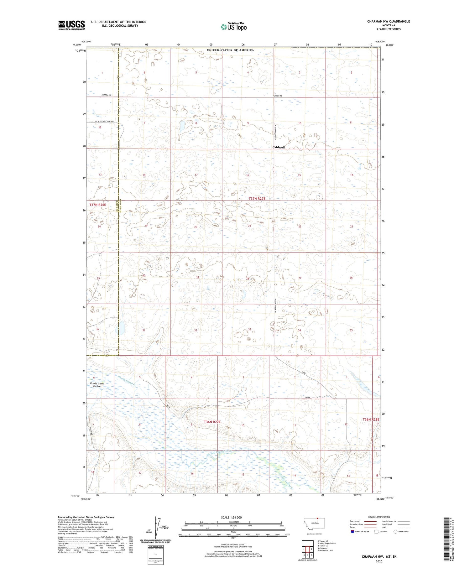 Chapman NW Montana US Topo Map Image
