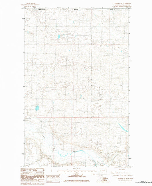 Classic USGS Chapman NW Montana 7.5'x7.5' Topo Map Image
