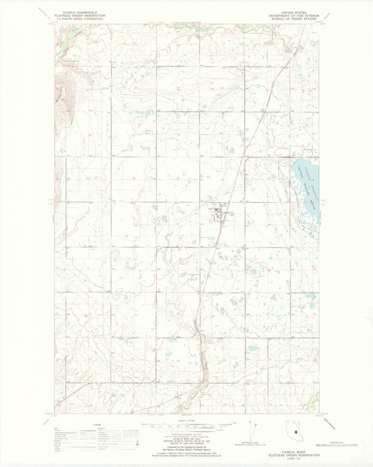 Classic USGS Charlo Montana 7.5'x7.5' Topo Map Image
