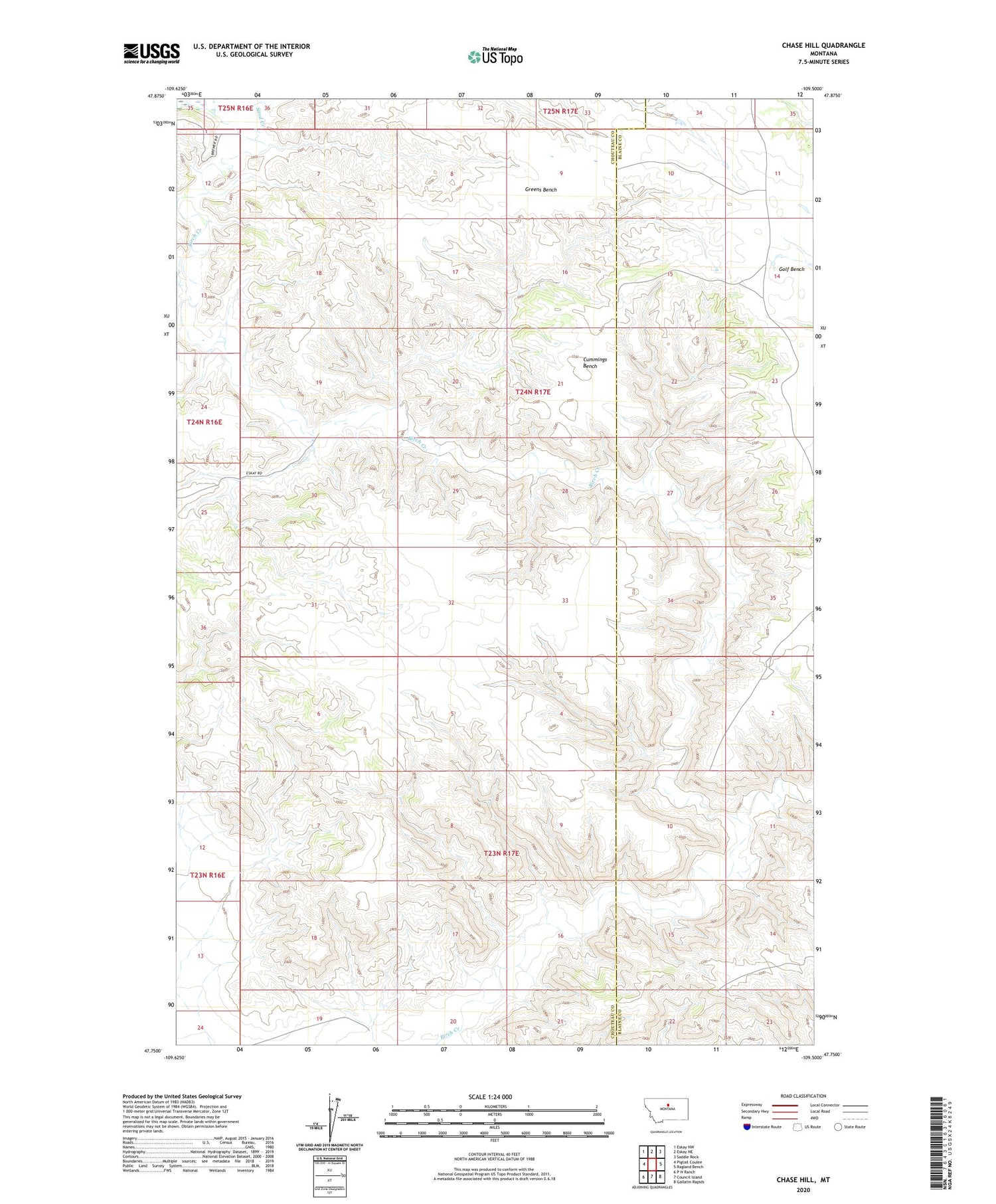 Chase Hill Montana US Topo Map Image