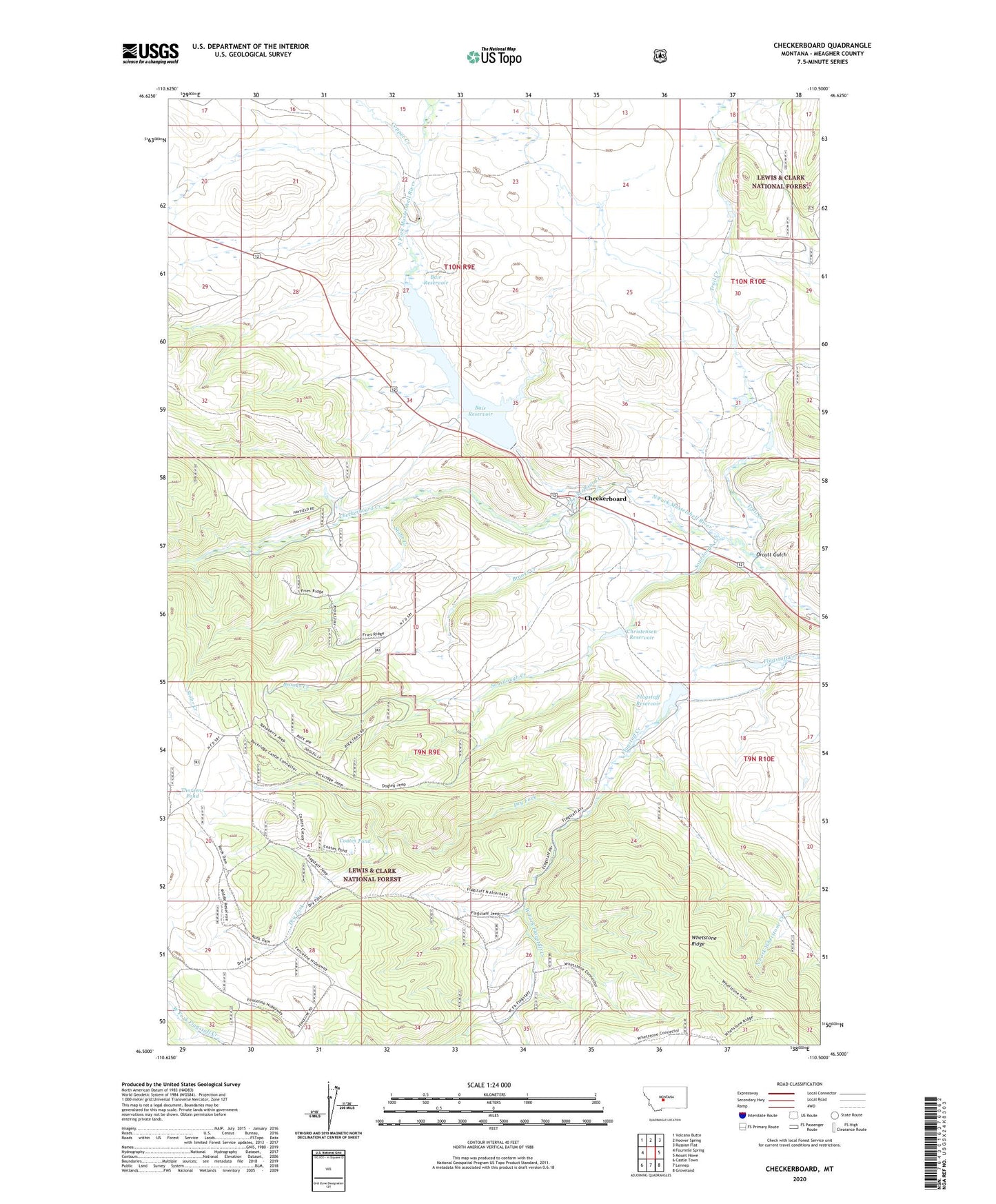 Checkerboard Montana US Topo Map Image