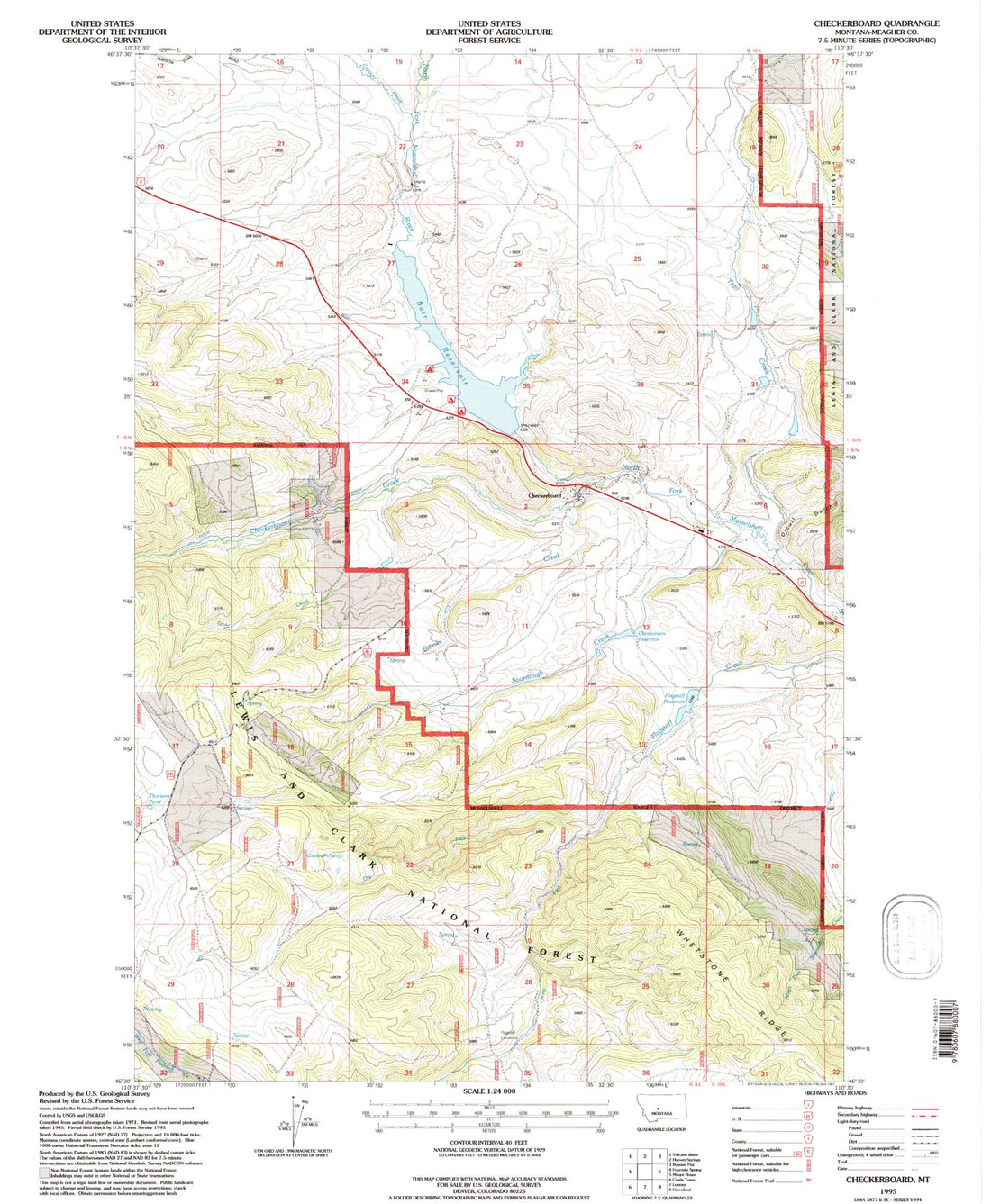 Classic USGS Checkerboard Montana 7.5'x7.5' Topo Map MyTopo Map Store
