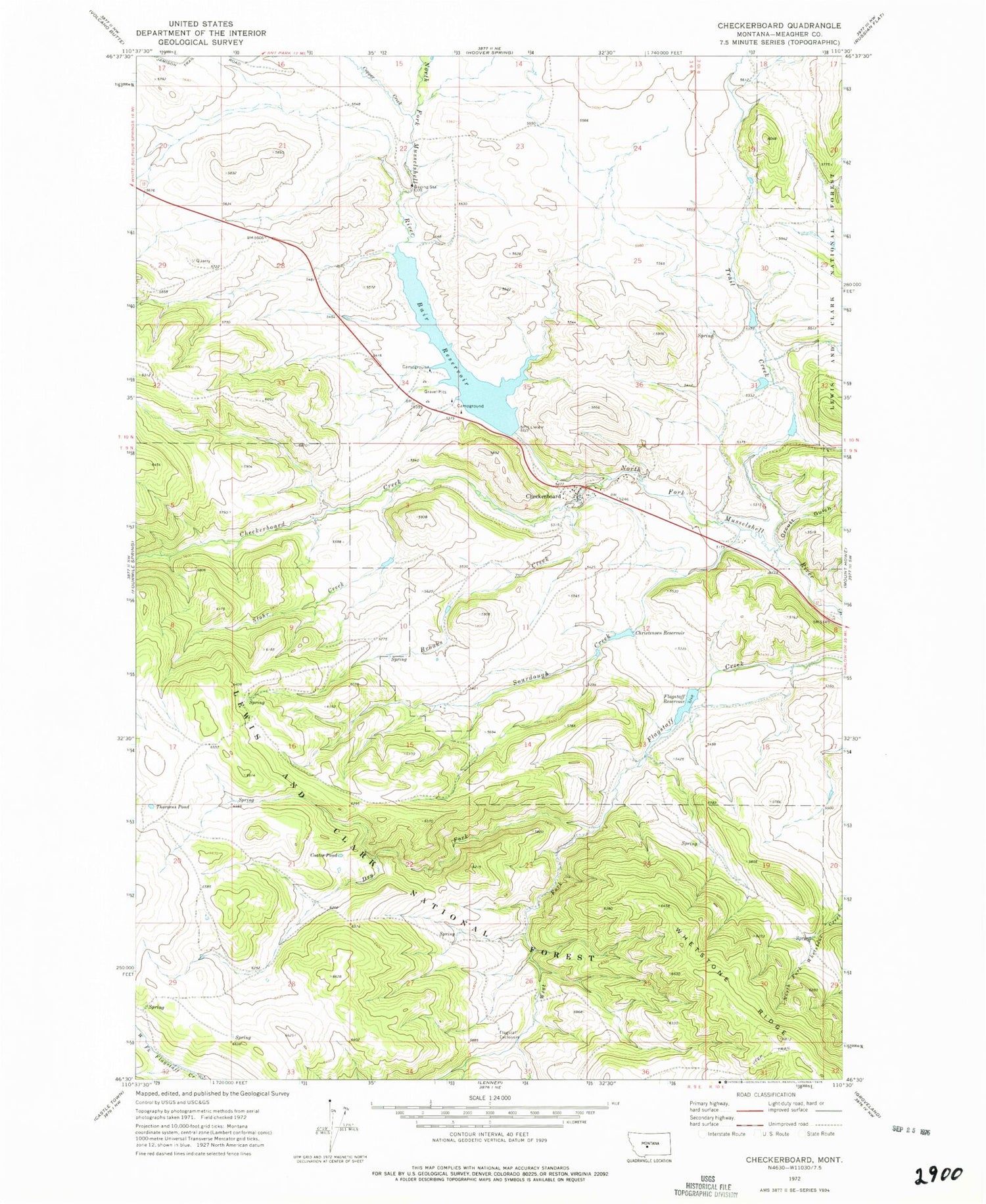 Classic USGS Checkerboard Montana 7.5'x7.5' Topo Map Image