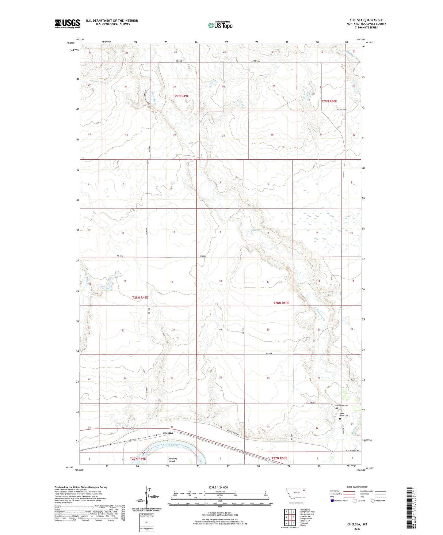 Chelsea Montana US Topo Map Image