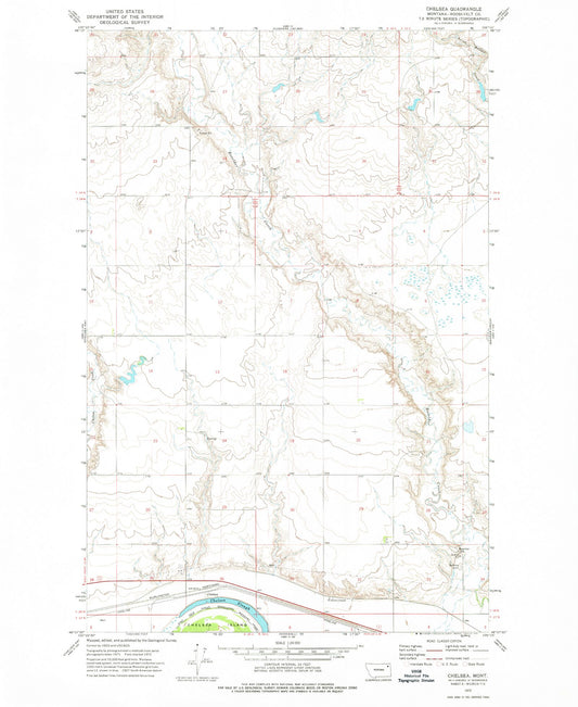 Classic USGS Chelsea Montana 7.5'x7.5' Topo Map Image