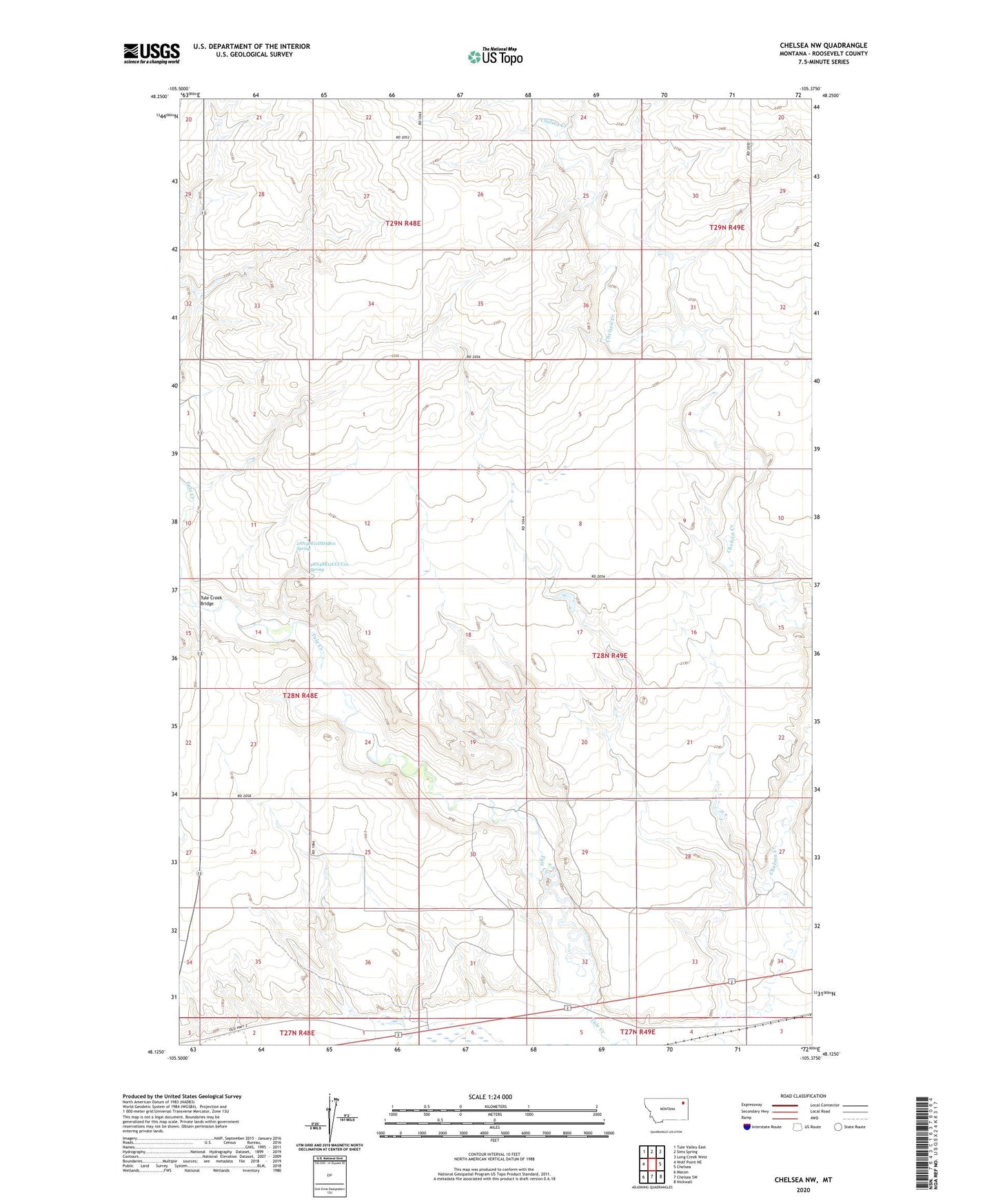 Chelsea NW Montana US Topo Map Image