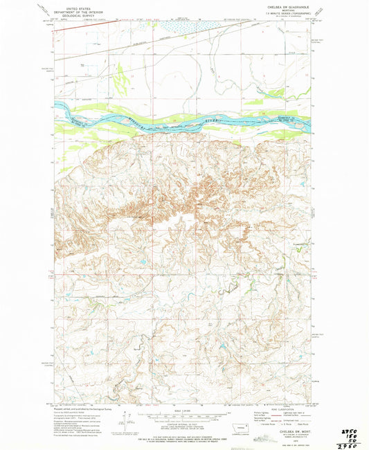 Classic USGS Chelsea SW Montana 7.5'x7.5' Topo Map Image